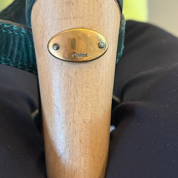Chloe Dark Green leather wooden Heel size 35 1/2 - Picture 4 of 6